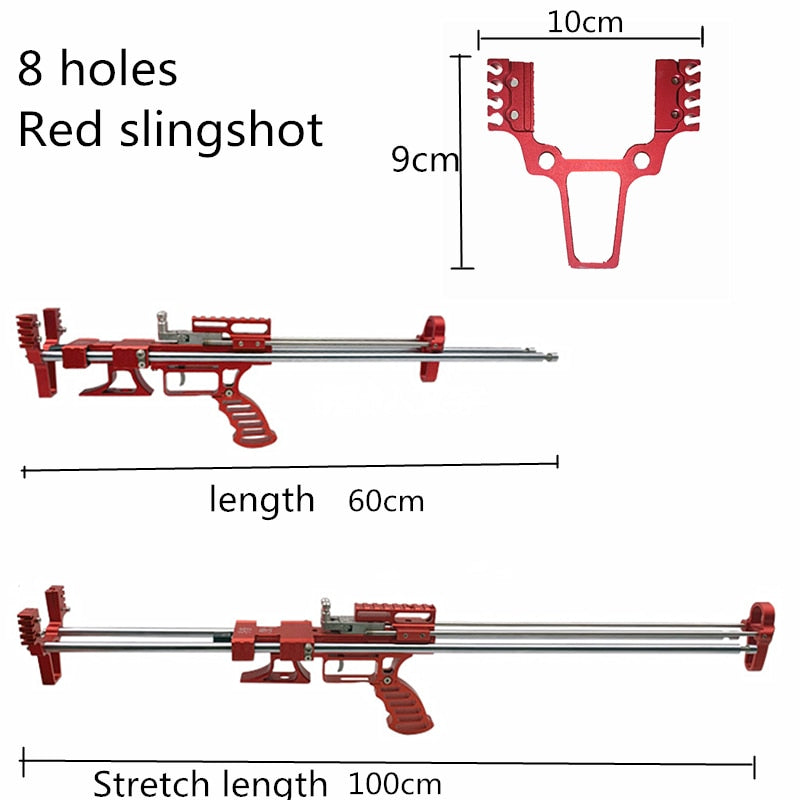 High Speed Shooting Red Long Rod Telescopic Slingshot 8-hole Bow Head Powerful Hunting Slingshot Outdoor Jungle Game Laser