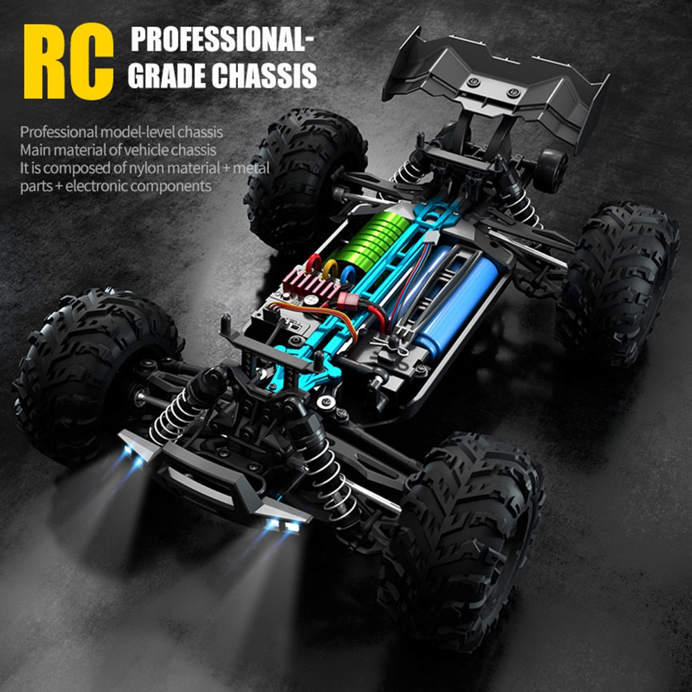 1:16 70KM/H 4WD RC Car With Led Lights 2.4G Radio High Speed Brushless Motor Remote Control Off-Road Cars for Children toys