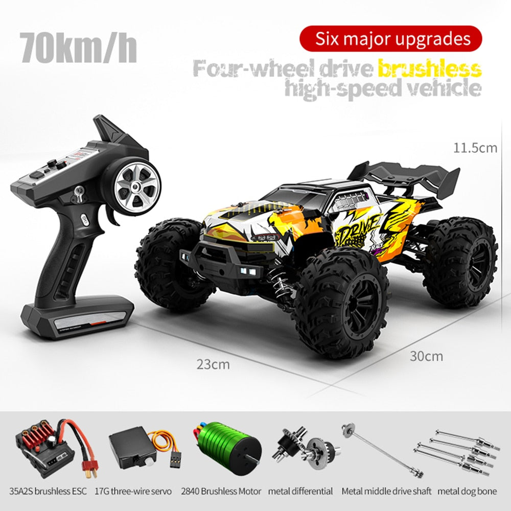 1:16 70KM/H 4WD RC Car With Led Lights 2.4G Radio High Speed Brushless Motor Remote Control Off-Road Cars for Children toys