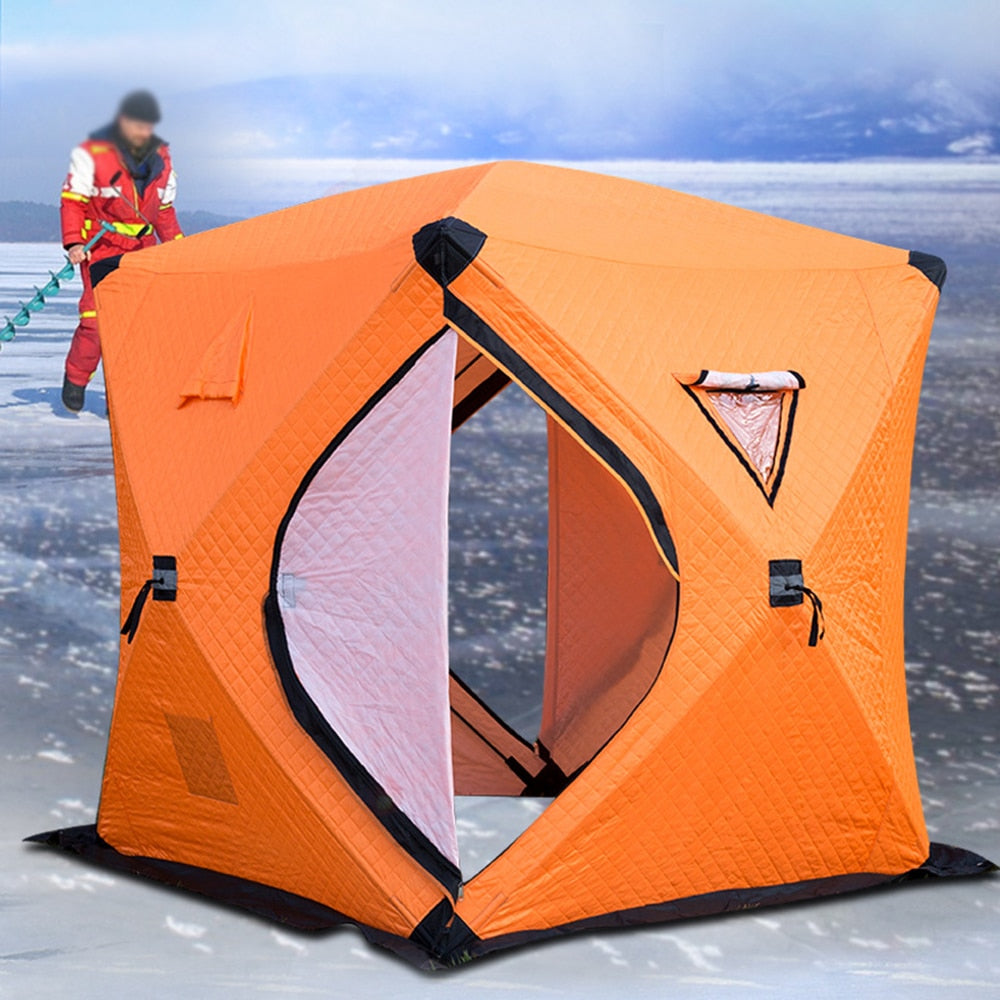 Portable Ice Fishing Shelter Easy Set-up Outdoor Fishing Tent Ice Fishing House Waterproof and Windproof Winter Camping Tent