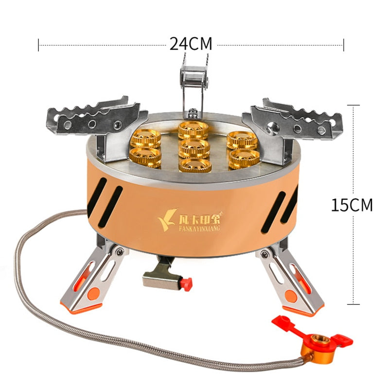 17800W Outdoor Strong Fire Burner Windproof Portable Camping Gas Stove 7 Heads Barbecue Gas Cooker Tourist Burner Camp Supplies