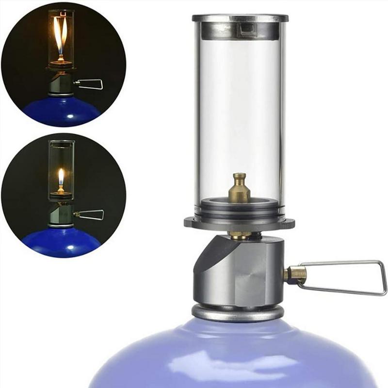 Windproof Gas Light for BRS-55 Dreamlike Candlelight Lamp Wickless Glass Shade Tent Light Burner Outdoor Camping Picnic Lamp