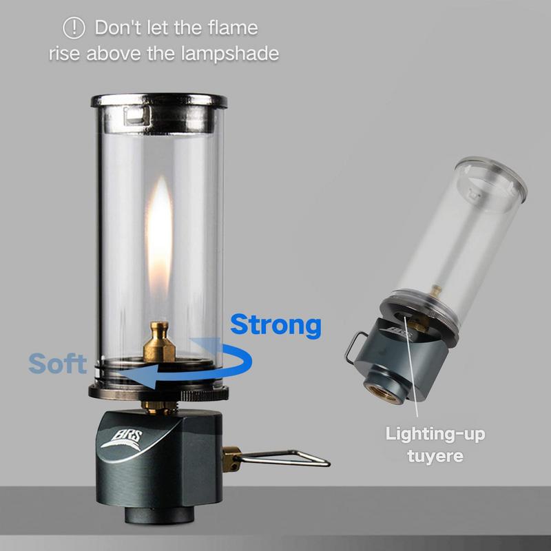 Windproof Gas Light for BRS-55 Dreamlike Candlelight Lamp Wickless Glass Shade Tent Light Burner Outdoor Camping Picnic Lamp