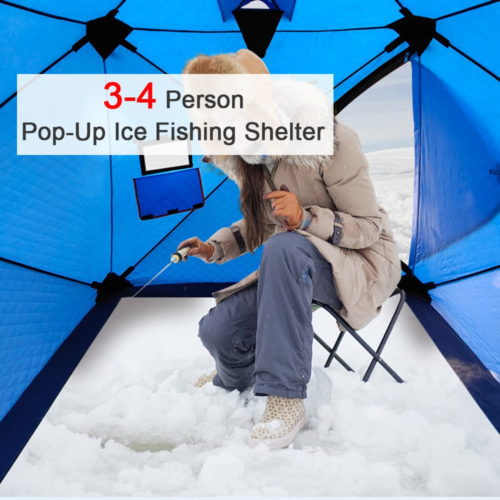 Portable Ice Fishing Shelter Easy Set-up Outdoor Fishing Tent Ice Fishing House Waterproof and Windproof Winter Camping Tent