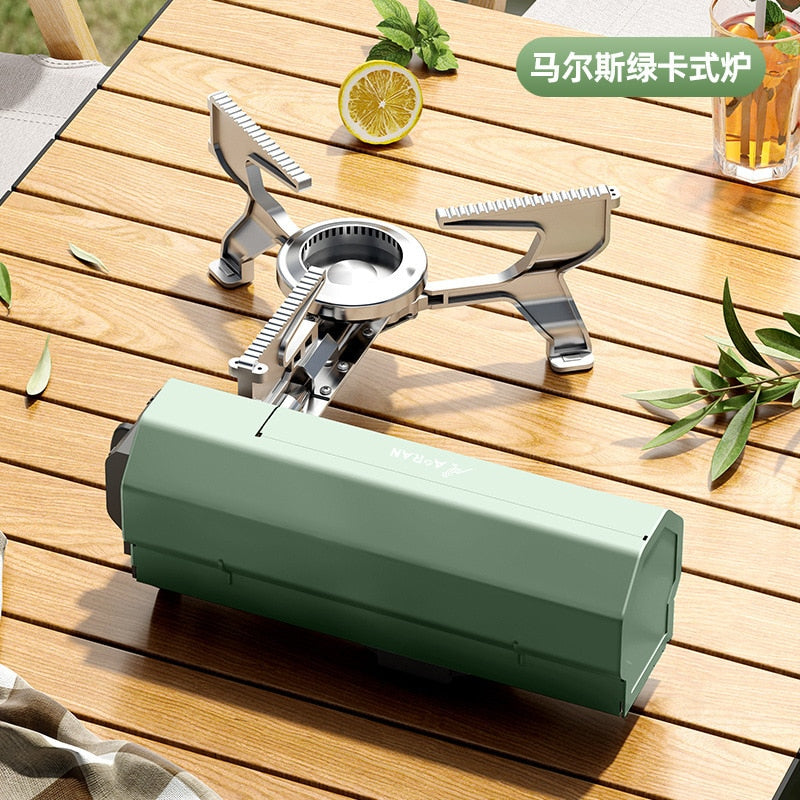 Outdoor Windproof Gas Stove Portable Folding Tourist Camping Hiking Burner Safe Cassette Furnace Household Gas Cooker Cookware