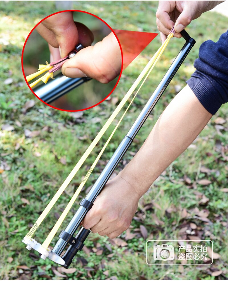 Straight Rod High Precision Telescopic High Power Red Laser Flat Rubber Band Stainless Steel Outdoor Hunting Catapult Slingshot