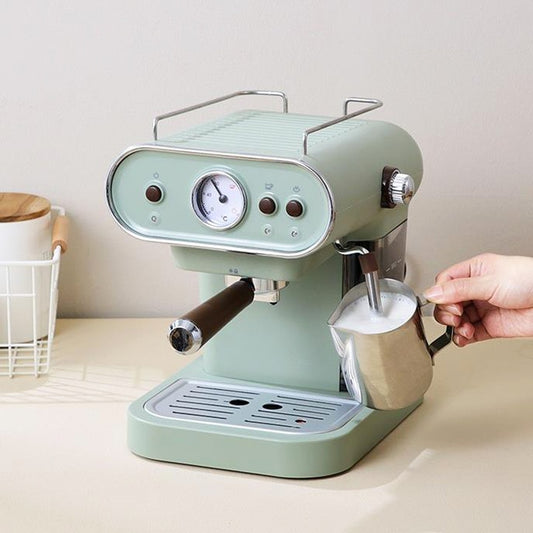 15bar Italian Electric Coffee Machine Espresso Maker Retro Semi-Automatic Pump Type Cappuccino with Steam Milk Frother