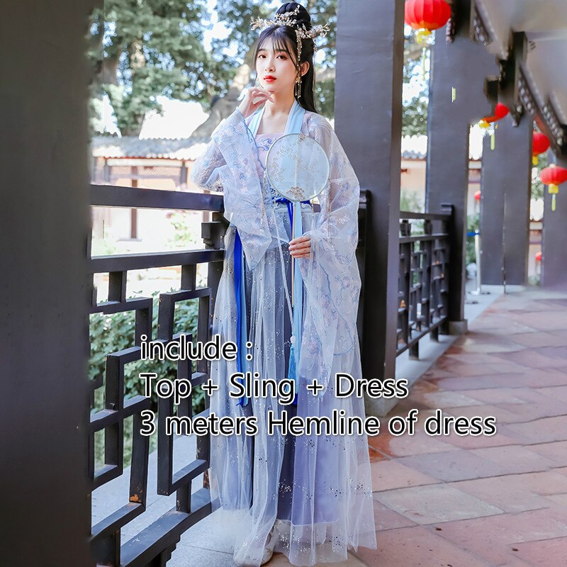 Ancient Hanfu Dress Folk Dance Costume Women Han Dynasty Princess Fairy Hanfu Dress Oriental Style Dance Clothing Girl Cosplay
