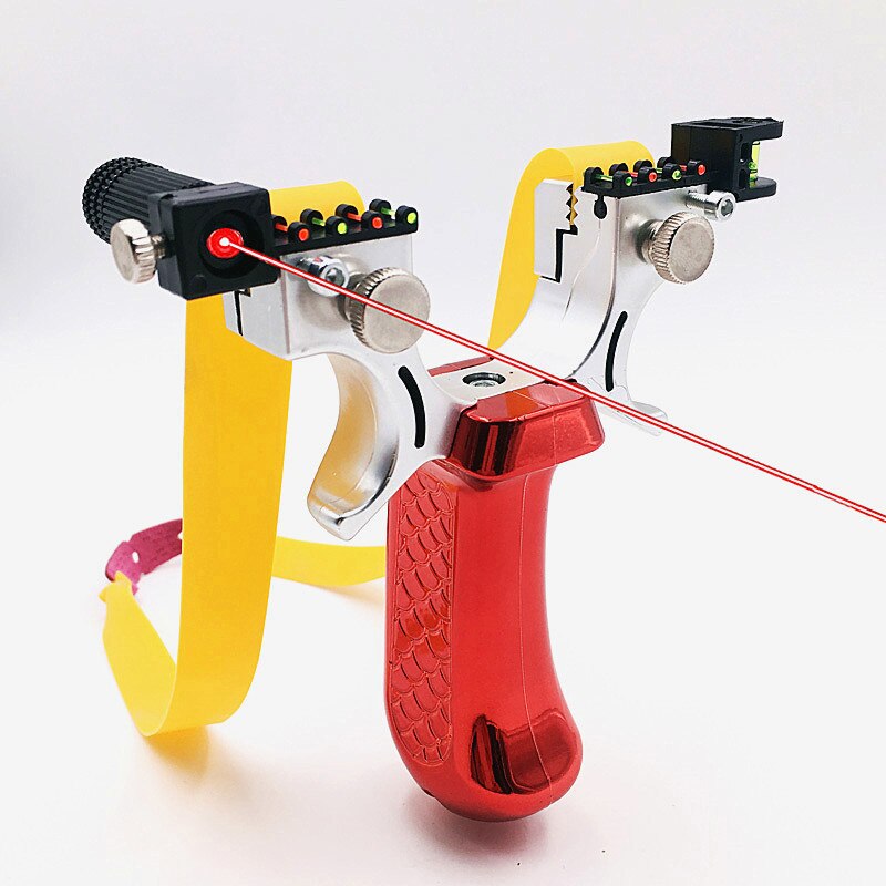 New Laser Aiming Slingshot Four Colors Can Choose Large Power Outdoor Hunting Slingshot Use Flat Leather Rubber Band