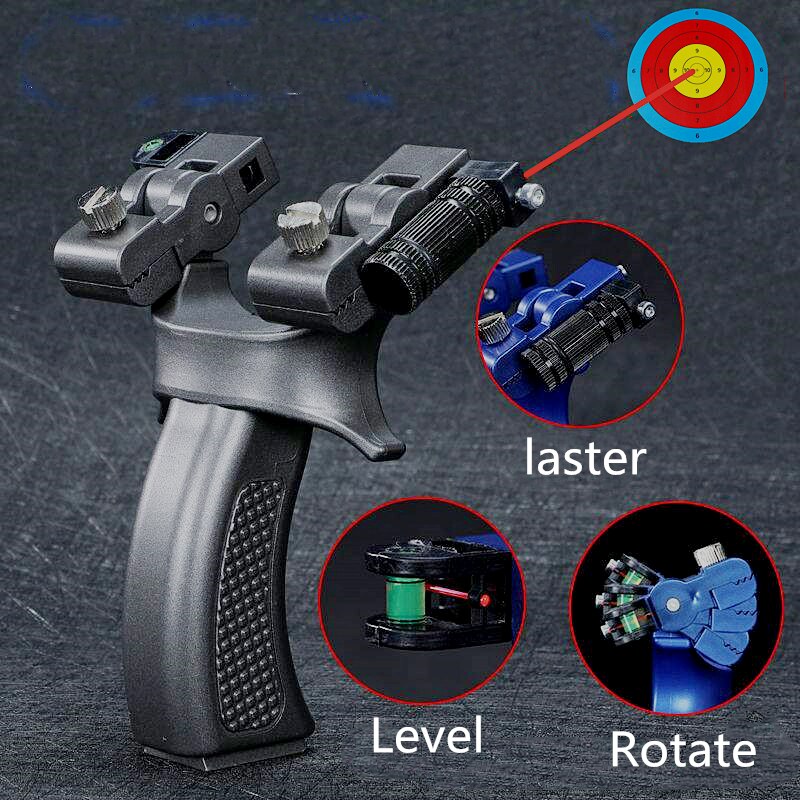 Laser aiming slingshot head can be rotated equipped with level instrument high precision flat leather slingshot outdoor shooting