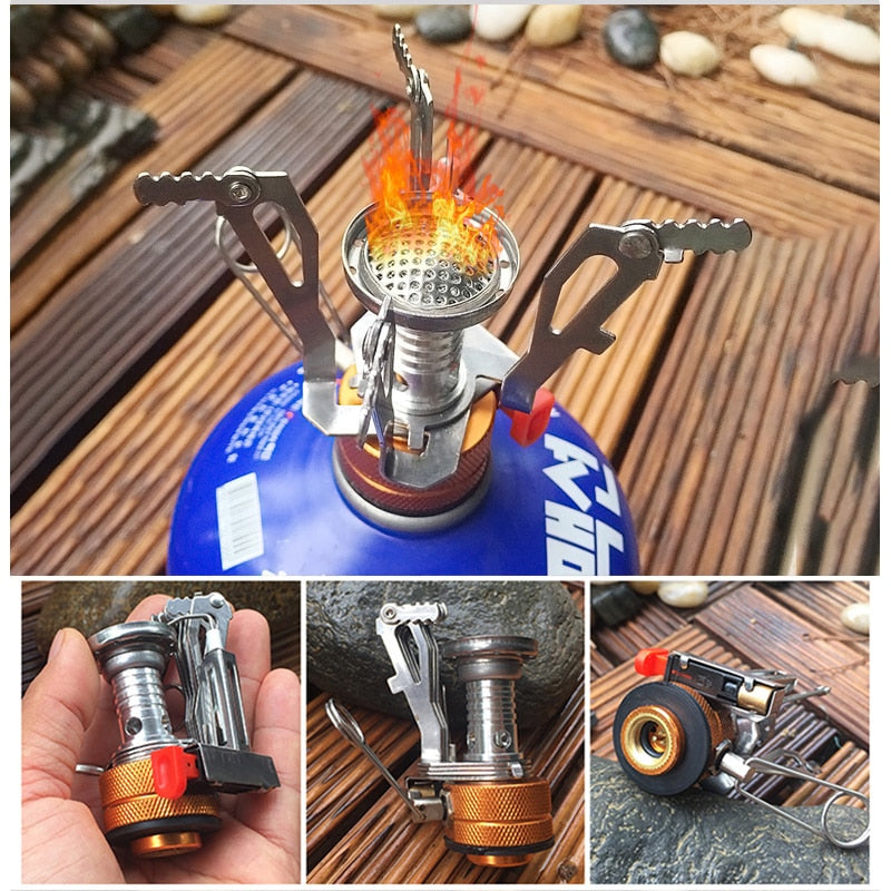Mini Gas Stove Outdoor Folding Tourist Burner Portable Furnace Picnic Cooking Split Stoves Cooker Gas Burner Camping Supplies