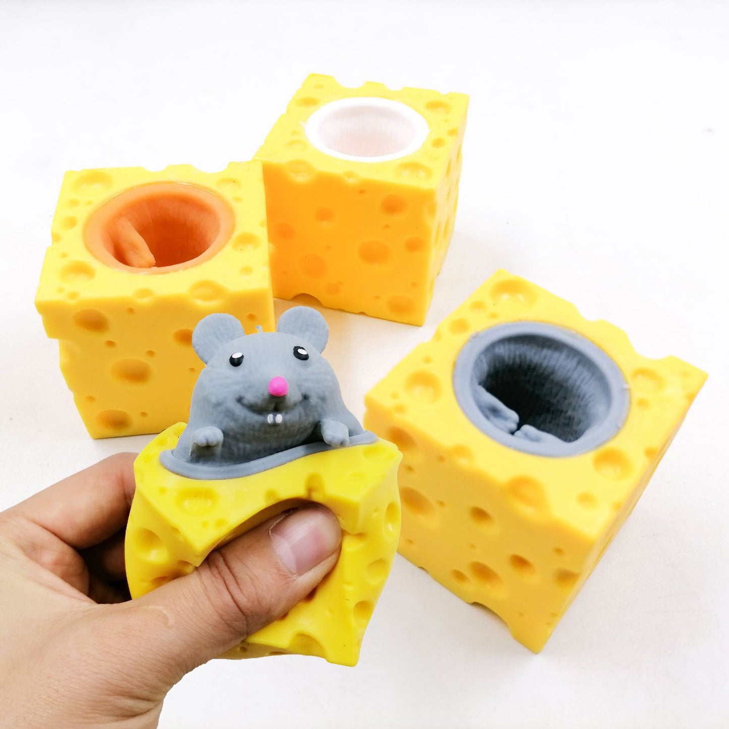 12 pieces, creative decompression cute cheese mouse cup pinching music squeezing vent squirrel cup decompression toy
