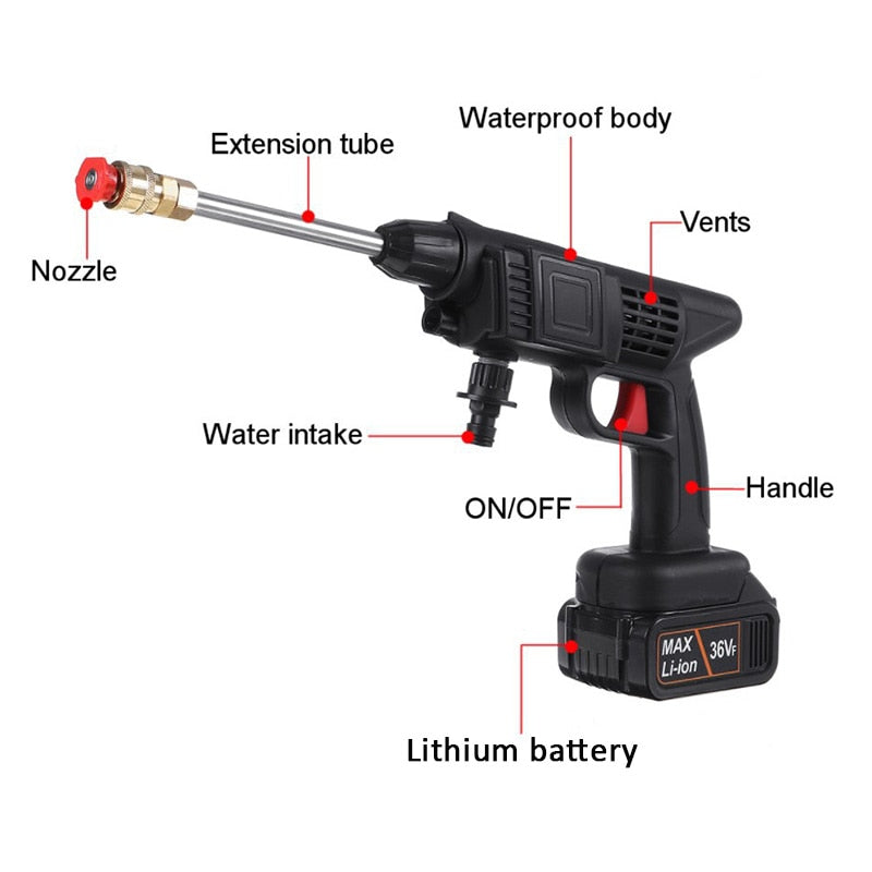 1500W Cordless High Pressure Car Washer Rechargeable Car Wash Gun Electric Water Gun Foam Machine for Makita 18V Battery