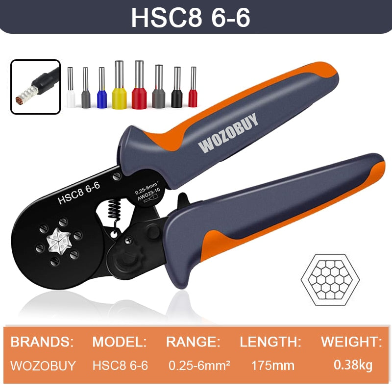Tubular Terminal Crimping Tools Mini Electrical Pliers HSC8 6-4 0.25-10mm² 23-7AWG 6-6 0.25-6mm² High Precision Clamp Sets