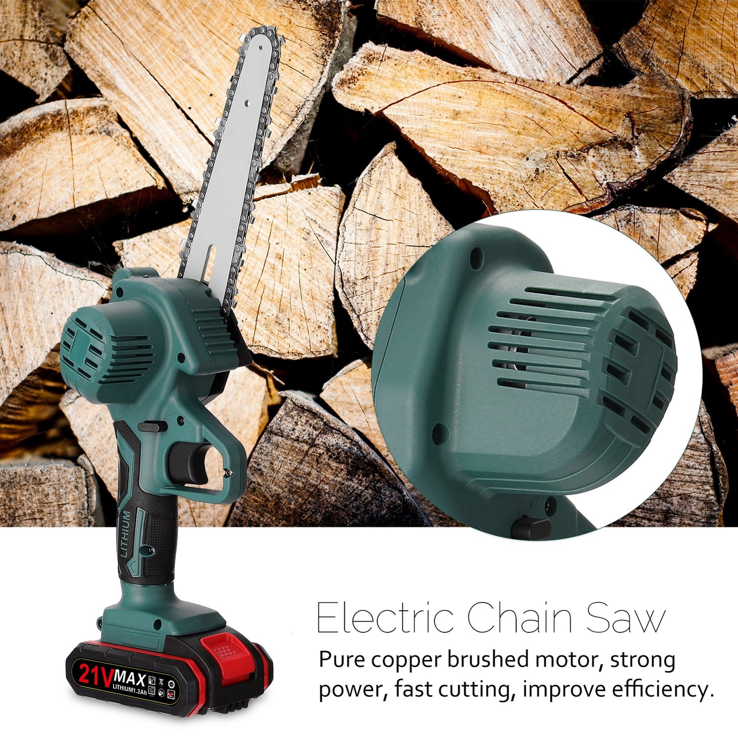 21V 4-6Inch Portable Electric Pruning-Saw 88VF Wood Spliting Chainsaw Brush Motor One-handed Woodworking Tool for Garden Orchard