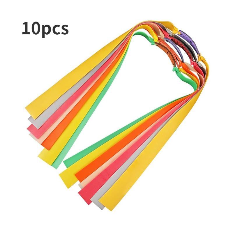10 Pcs Latex Slingshot Bands Strong Elastic Flat Rubber Band Hunting Tape Catapult Replacement Accessory Outdoor Hunting Tools