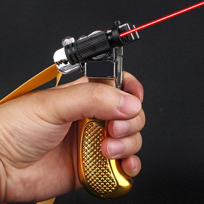 High Precision Slingshot Professional Laser Alloy Fast Pressing Bow Catapult with Rubber Band Outdoor Hunting Accessories