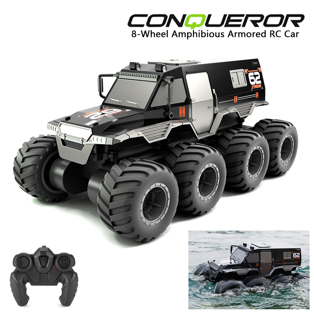 Q137 8WD RC Car 2.4G Amphibious 8 Wheel Remote Control Truck Climbing Off Road Waterproof Armored Vehicles Children's Toys