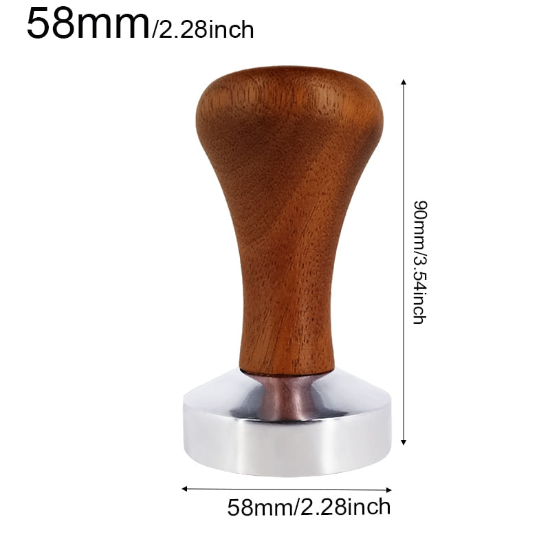 1-7Pcs 51mm/53mm/58mm Adjustable 3Angle Flat Base Coffee Tamper Powder Needle Clean Brush With Transparent Stand Accessories