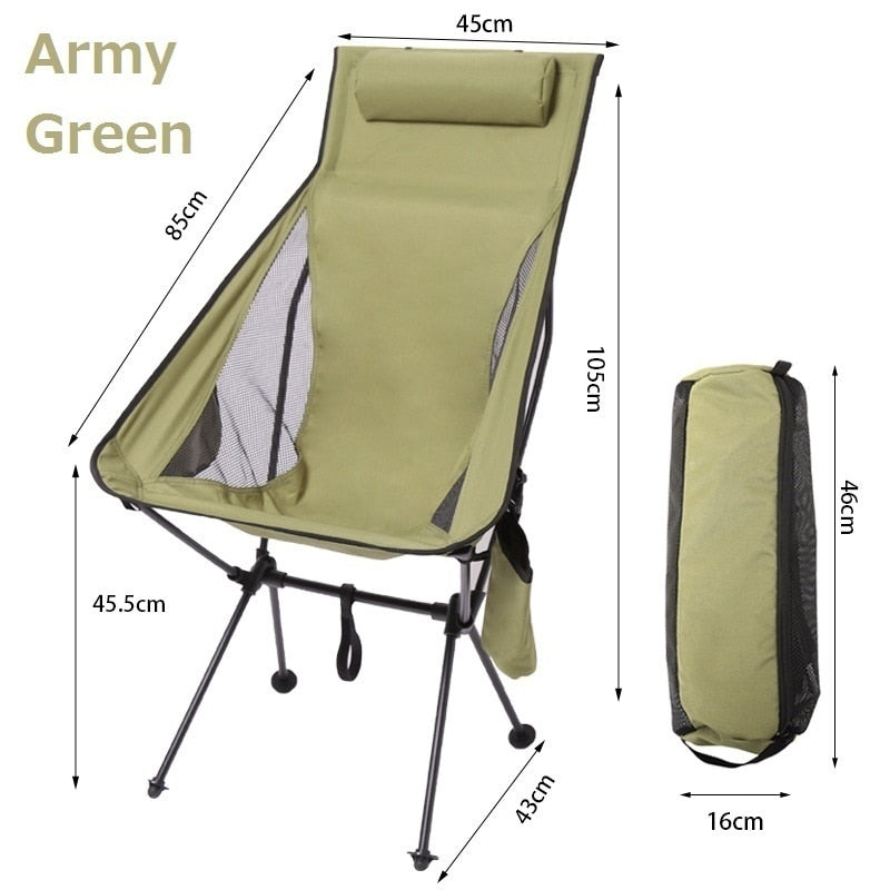 New Upgraded Outdoor Folding Chair Ultralight Aluminiu Alloy Camping Chair 150KG High Load Fishing Chair Beach Garden BBQ Chair