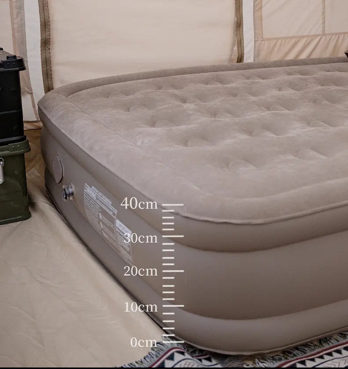 Outdoor tent air mattress with raised air mattress